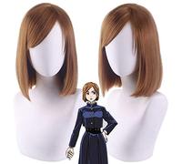 Perruque pour Halloween, Noël, fête, déguisement, cosplay, malédiction, retour à la bataille, Nagizaki, rose sauvage, marron, cheveux courts