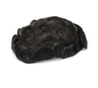 Perruque pour Homme 30 mm Vague Mâle Cheveux Prothèse Français Lace Front Mens Toupet Indien Cheveux Humains Morceau Naturel Délié Fine Mono Système de Cheveux Unités for Hommes Naturel Noir(6x9)