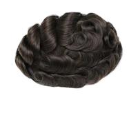 Perruque pour Homme Brazilian Remy Human Hair Men Wig,6 inch Short Full Lace Wigs for Daily Use Base Size 8x10 inch(Darkest Brown)