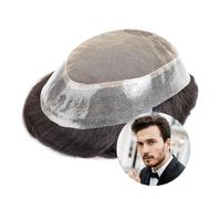 Perruque pour Homme Dentelle et PU Base Australie Toupee Hommes Perruque Respirante for Hommes Remplacement De Prothèse Capillaire Système De Ligne De Cheveux Naturelle Perruques(#2)