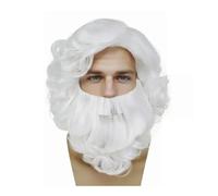 Perruque pour Homme Ensemble de perruque et barbe synthétiques for homme, perruque courte grise bouclée, costume de cosplay for fête de Noël(White)
