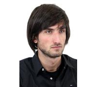 Perruque pour homme, mi-long, châtain/châtain foncé, raie de côté GFW895-4