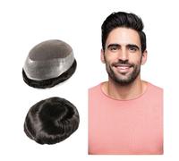 Perruque pour Homme Perruque naturelle for homme, postiche, prothèses humaines, dessus en dentelle avec toupet en PU, système de remplacement de cheveux, patch capillaire for hommes Perruques(#1)