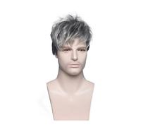Perruque pour Homme Perruque synthétique courte grise ombrée for homme, résistante à la chaleur, idéale for une utilisation quotidienne ou en soirée.
