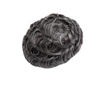 Perruque pour Homme Postiche fin de 0,08 mm for homme, système capillaire en cheveux humains, postiche for homme, sans colle(Dark Grey,7x10)