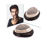 Perruque pour Homme Postiche for homme Mono Lace avec système de cheveux humains en PU autour de la perruque for homme noir naturel Perruques(8x10)