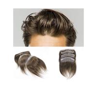 Perruque pour Homme Postiche frontal en cheveux humains bruns bouclés en V, épaisseur 0,06 mm, peau PU fine, for homme(16x1.8cm)