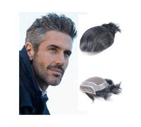 Perruque pour Homme Prothèse capillaire masculine en PU avec dentelle frontale, postiche for homme, système de remplacement de cheveux humains, base mono(1B20#)