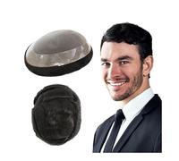 Perruque pour Homme Système De Remplacement De Cheveux Humains, Postiche Mono-fin En PU Et Dentelle Frontale, Perruque For Homme(6"X9")