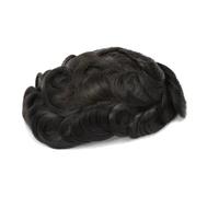 Perruque pour Homme Systèmes de prothèse capillaire masculine respirante, postiche en dentelle complète for hommes, base en dentelle, cheveux humains(#1B,6x9)
