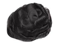 Perruque pour Homme Toupet for homme, prothèse capillaire indienne, injection, système capillaire complet, sans nœuds(Off Black,6x9)