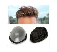 Perruque pour homme, Toupet hommes cheveux humains postiches V boucle avant naturel 0.06mm mince système de remplacement cheveux humains hommes toupets,Perruque blonde(Medium Brown,7x9)
