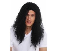 Perruque Pour Hommes Longue Bouclée Noire Raie Hardrock HEAVY Latin Lover