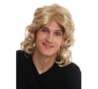 Perruque Pour Hommes Longue Ondulée Blonde Raie Au Milieu Gigolo Beau Chanteur