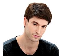 Perruque pour hommes Straitement des perruques pour hommes réglables en respirable Remplacement des cheveux courts naturels Mâle pour costume de cosplay brun clair, perruques réalistes