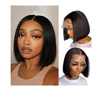 Perruque pour la Mode 8-16 Pouces Court Bob Lace Front Perruques 4x4 Dentelle Fermeture Perruque Os Transparent Droite 13 * 1 T Partie Perruques de Cheveux Humains for Femmes Pré Pincées Remy Cheveux
