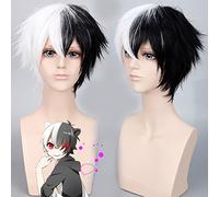 Perruque pour Mariage Shooting Runway Catwalk Interview Cos Perruque Projectile On Breaking Bicolore Gradient Anti-Torsion Noir et Blanc Ours Anthropomorphique Anime Perruque