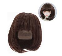Perruque pour Poupée BJD Frange Longue en Fibre Synthétique Haute Température avec Effet Naturel Doux pour Modèle 1/3 21 à 24cm Marron Foncé