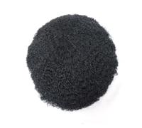 Perruque pour une utilisation quotidienne en soirée Afro Toupet for hommes noirs 8 "x 10" postiches à base de dentelle française remplacement cheveux humains(1B 8mm)