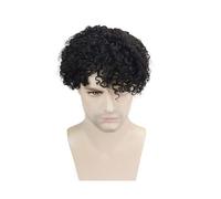 Perruque pour une utilisation quotidienne en soirée Toupet for hommes petits cheveux bouclés système de remplacement postiches doux pleine dentelle suisse 8x10 Base(1b#)
