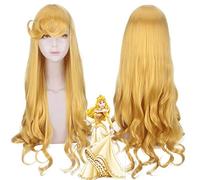 Perruque pour vêtements assortis, déguisement, film Princesse Elora Cos, La Belle au bois dormant, rouleau à la main, jaune, cosplay Anime perruque
