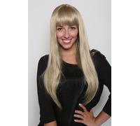 Perruque Princesse Blonde Long Lisse Tombant Frange Femme Fatal Vamp 65 CM