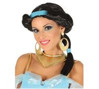Perruque - Princesse du désert - Noir - Bandeau bleu turquoise - Femme