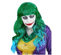 W WIDMANN MILANO Perruque 02077 Evil Clown Femme - turquoise-bleu, clown tueur, Halloween Carnaval