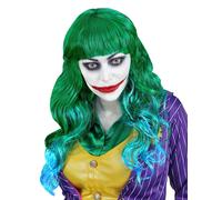 Perruque Psychopathe Verte Et Bleue Femme Taille Unique Vert