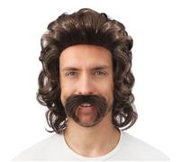 Perruque - PTIT CLOWN - 23996 - mi-longue - marron - avec moustache M