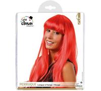 Perruque - P'TIT CLOWN DÉGUISEMENT - LOLA - Longue Raide - Frange Rouge - Couleur Rouge