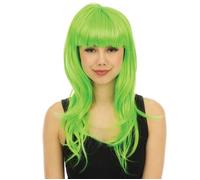 Perruque - PTIT CLOWN - Longue Raide - Frange - Couleur Verte - Mixte