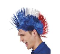 Boland 62024 - Perruque France Iroquoise Bleu Blanc Rouge Cheveux Synthétiques coiffure france Accessoire Carnaval Fête à thème Football Sport Fan Coupe du Monde Euro