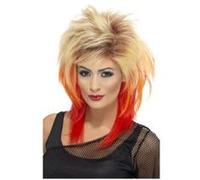 Perruque Punk Blonde Meches Rouges Annees 80 - Multicolores - Taille Unique blond G