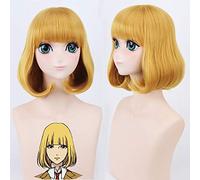 Perruque Qi Liuhai pour école Prison School Green River Flower COS Perruque Anime Cosplay Jaune Doré