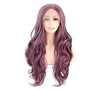 Perruque Quotidienne Fête Perruques Longues Violettes Pour Femmes Perruque Longue Ondulée , Fibre Résistante À La Chaleur Haute Température Violet Lilas 26in Cheveux Naturels d'aspect