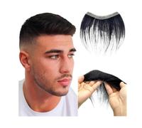 Perruque remplacement Perruques de cheveux toupet avant boucle en V PU | Cheveux humains hommes Remy cheveux remplacement postiche droite 6 pouces(4X18)