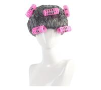 Perruque Rétro De Vieille Dame Bou De 8 Pouces/20 Cm Avec Bigoudis Roses, Perruque De Costume De Grand-mère Pour Femmes Adultes, Déguisement De Cosplay D'halloween