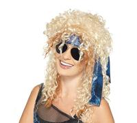 Perruque Rock Punk des Années 82 Cheveux Boucles Mulet Longues pour Hommes Femmes Accessoires de Costumes Rocker pour Fête Disco Halloween Mardi Gras