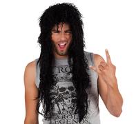 PERRUQUE ROCKEUR CHEVEUX LONG GAUFRÉ NOIR HOMME