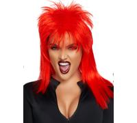 Perruque Rockstar Vokuhila rouge - Look rétro dans le style des rockers des