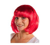 Perruque rose pour femme courte coupe au carré avec frange style années 1920.