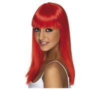 Perruque Rouge Droite Longue Femme Costume Glamourama Perruque Costume Diable