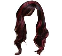 Perruque rouge et noire, perruque noire et rouge d'aspect naturel, ondulée de 26 pouces de long, soie haute température pour costume fête quotidien pour femmes..