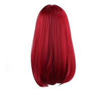 Perruque Rouge Longue et Lisse de 47cm, Faux Cheveux en Fiber Haute Température avec Frange Droite pour Femmes, Fête, Halloween, Jeu de Rôle