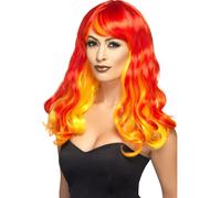 Perruque Rouge Ombre Diable Flamme Femme Adulte Halloween Costume Fantaisie Neuf