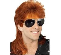 Perruque Rousse Vrai Cheveux années 70 années 80 Costumes d'Halloween Perruques Punk Rock Perruques fantaisie Disco Party Perruque Bouclée Naturelle Long (D, One Size)