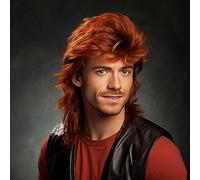Perruque roux Mullet | Perruque pour homme pour adulte | Perruques Pop Rock pour homme | Perruques pour homme | Perruques pour homme | Perruques pour homme | Perruques pour homme | Perruques pour