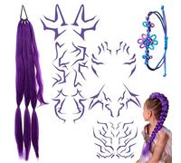 Perruque Ru-mi Enfant Perruque Kpop Perru-que Violette Enfant P-erruque K Pop Rajout Cheveux Violet pour Halloween Cosplay Soirées Dansantes avec 6 Tatouage Temporaire Violet 1 Bracelet Tissé