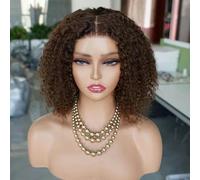 Perruque sans colle 4x4 pré-coupée avec fermeture en dentelle Perruques de cheveux humains brésiliens marron pour femmes-12 pouces-150%-Perruque en dentelle pré-coupée 4x4